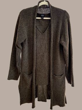 VINTAGE Eileen Fisher Merino Wool Open-Front Cardigan Sweater L